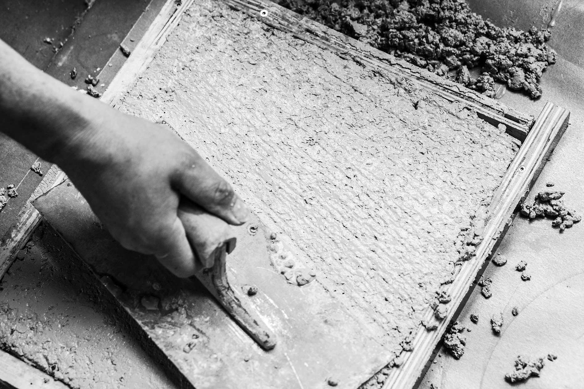 Sichtestrich, Terrazzo, Muster, Designboden, Handarbeit, Schwarz-Weiß