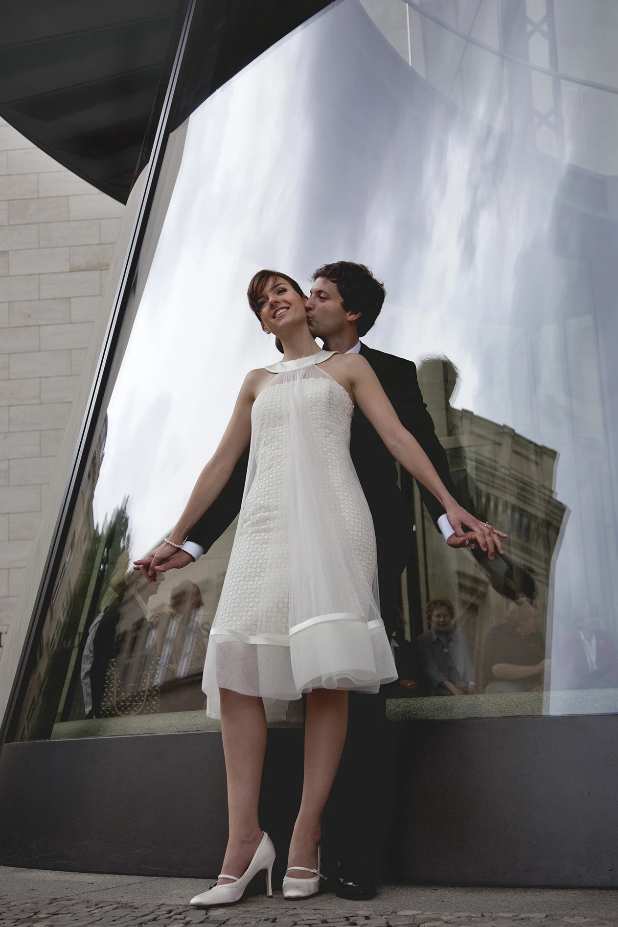 Brautpaar, Berlin Mitte, Pei Treppe