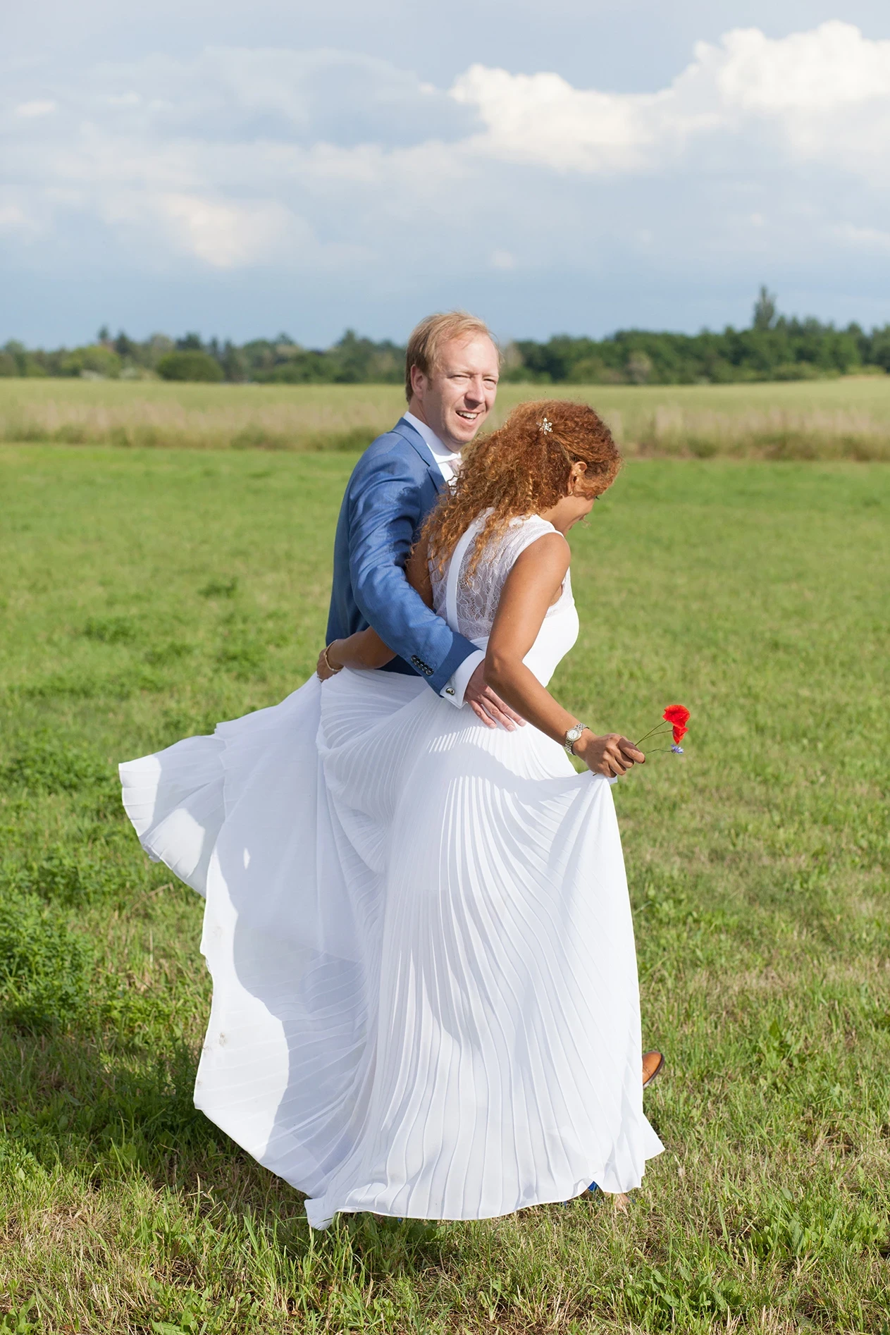 Wedding, Brautpaar, Natur, Mohnblume