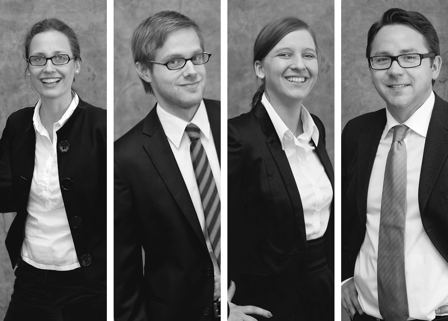 Portrait Team, Gruppe, fröhlich, Agentur, Schwarz-Weiß